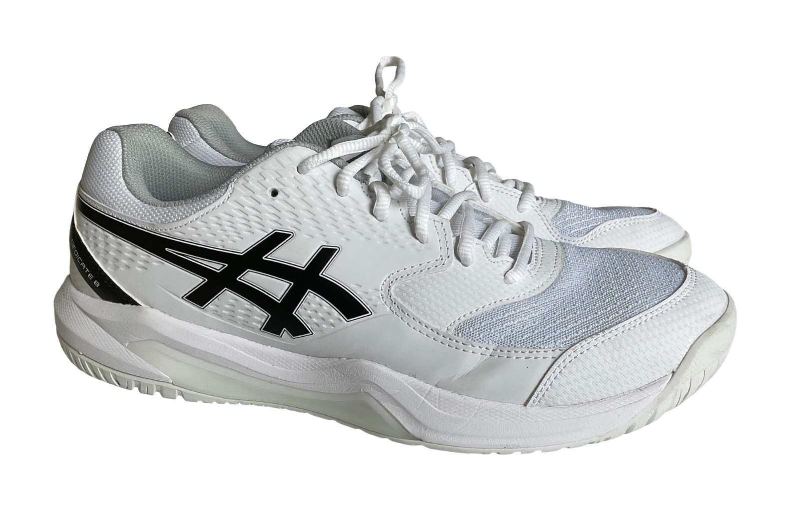 ASICS Men’s Gel-Dedicate 8 Tennis Pickleball Court Shoes White Black 10 EUC