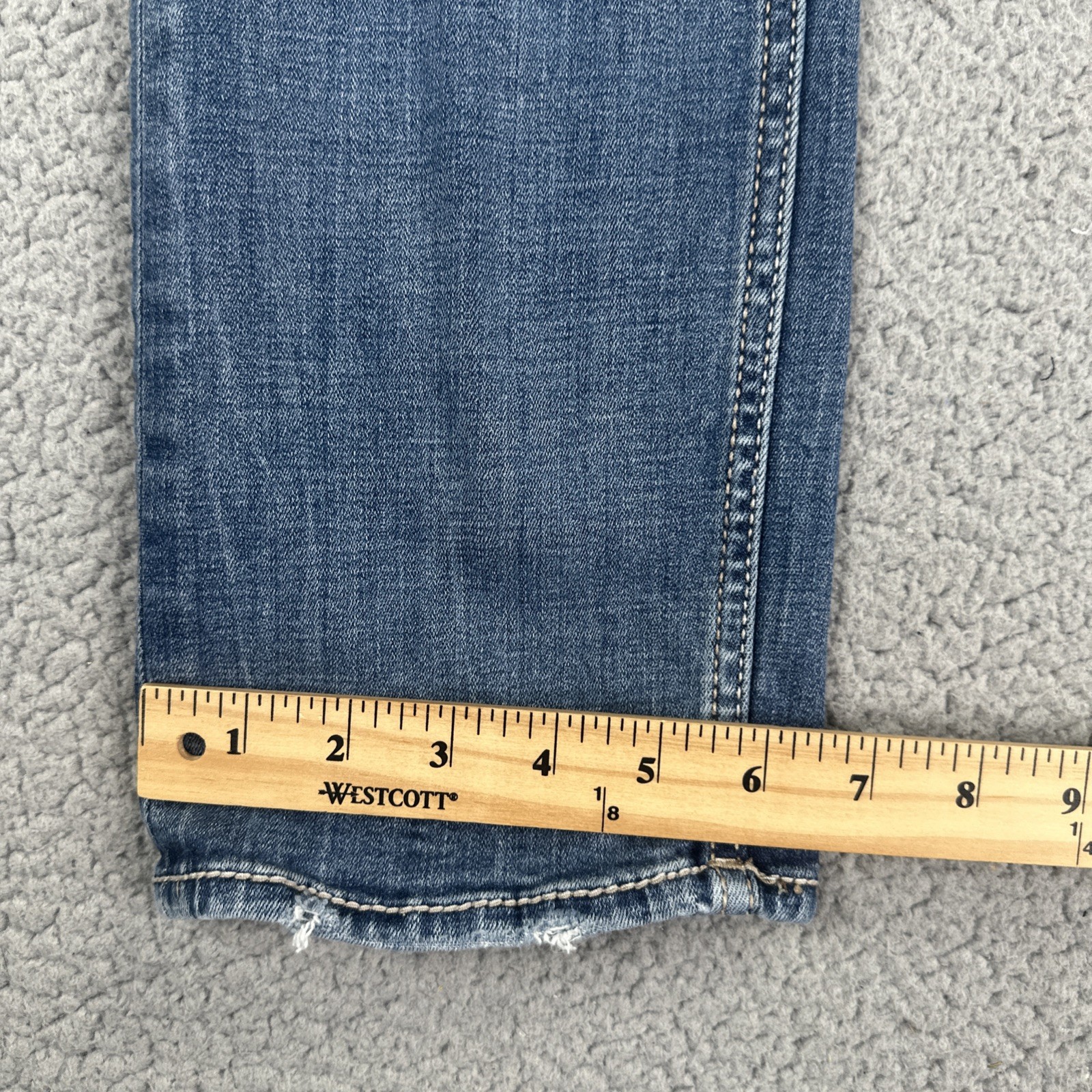 BKE Buckle Alec Slim Straight Jeans Men 32×32 Blue Stretch Whiskered Distressed