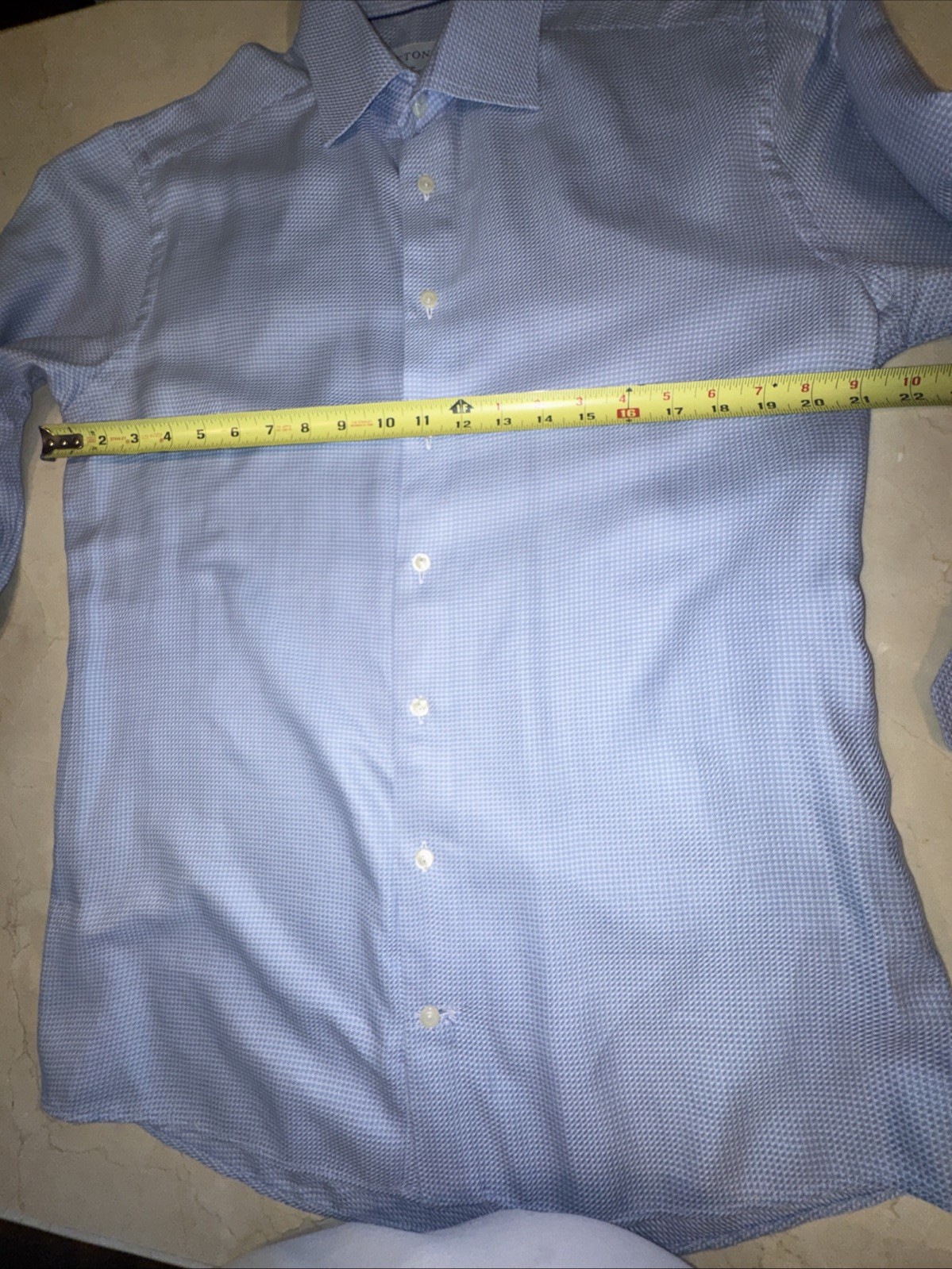 ETON MENS BLUE PREMIUM COTTON SLIM-FIT DRESS SHIRT SIZE 16/34-35 $270