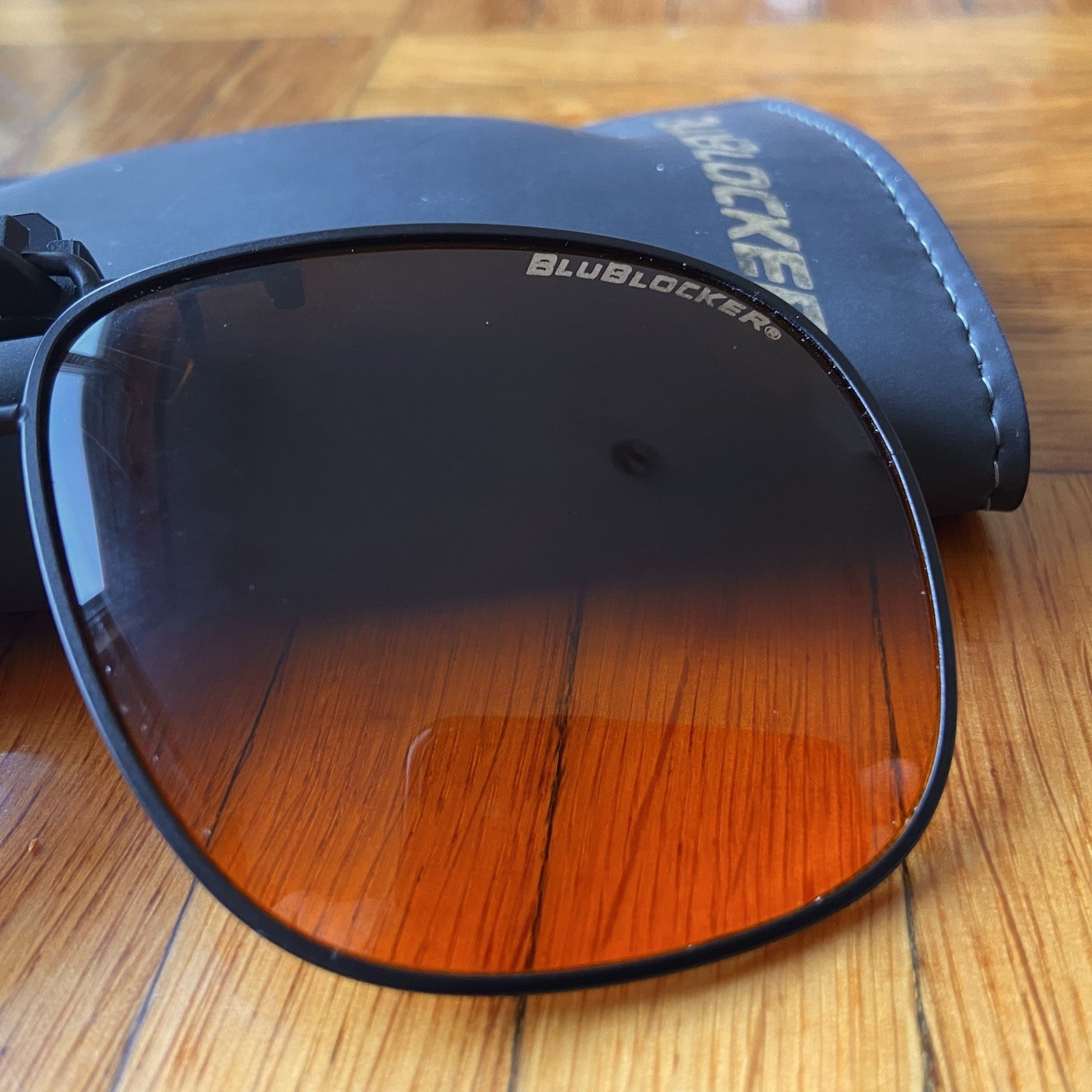 Vintage BlueBlocker Aviator Clip-on Sunglasses High Resolution Black Metal Frame