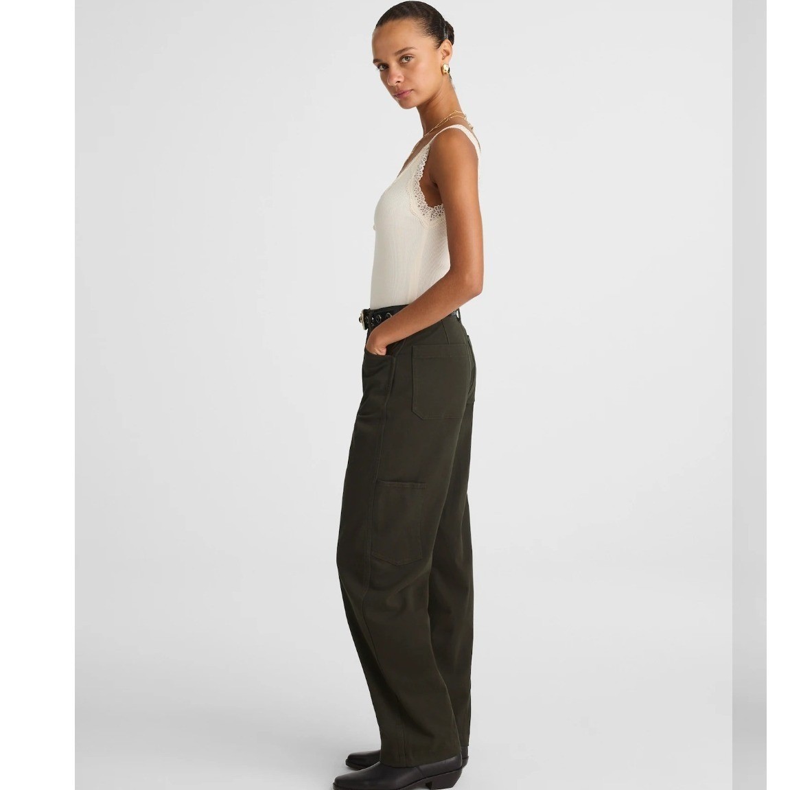 Madewell The Balloon Pant Midnight Olive Green Carpenter Trousers Size 30