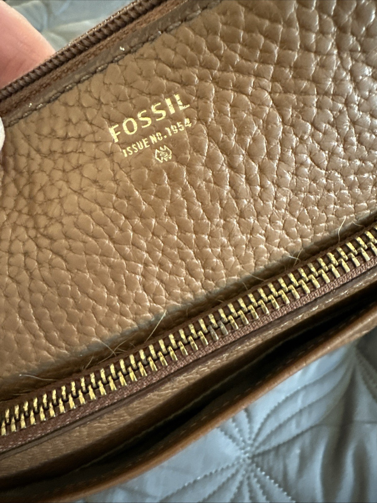 Fossil Tinsley Brown Pebbled Leather Crossbody Handbag $168 MSRP