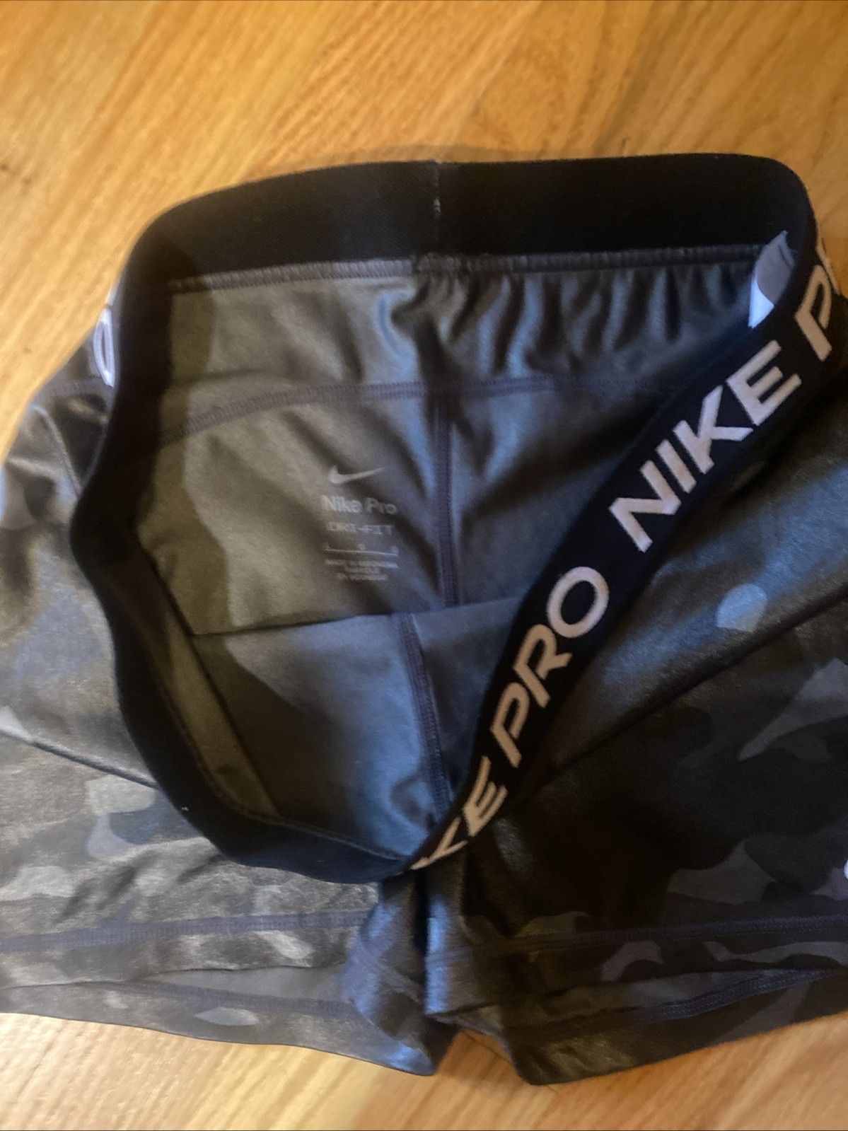 Nike Pro Camo Compression Shorts Dri-FIT Athletic Black Women Large Bin G-200