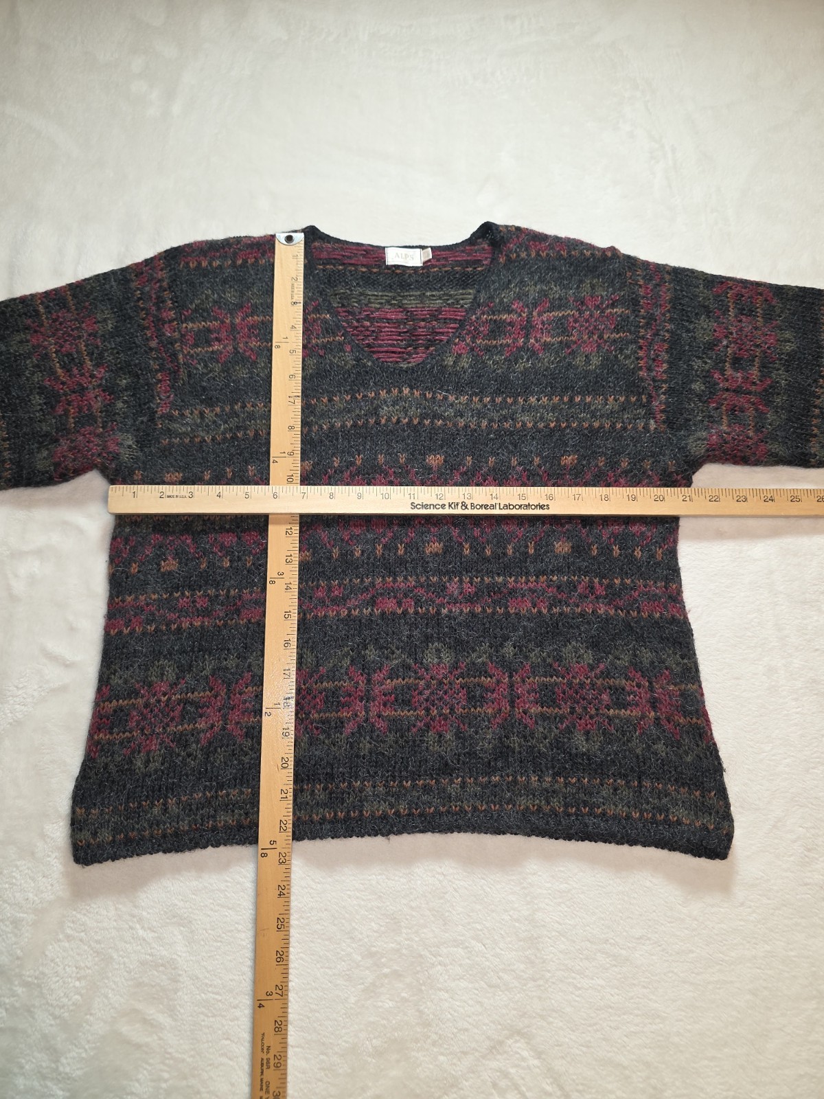 Alps Fair Isle Wool Mohair Blend Sweater Pullover Size Large USA Made