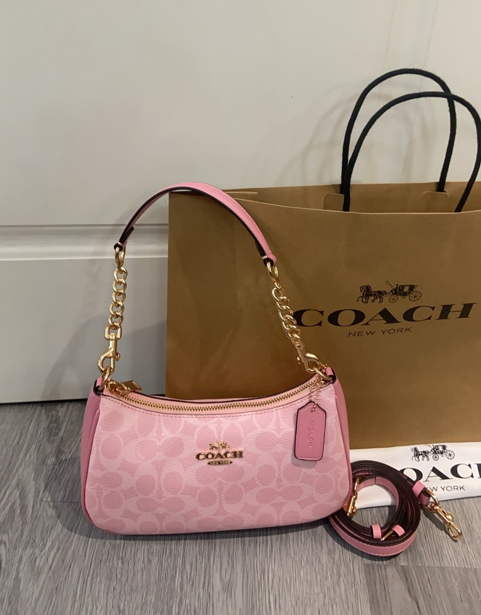 COACH Teri Shoulder Bag In Signature Canvas Crossbody Handbag CV933 Dusty Pink