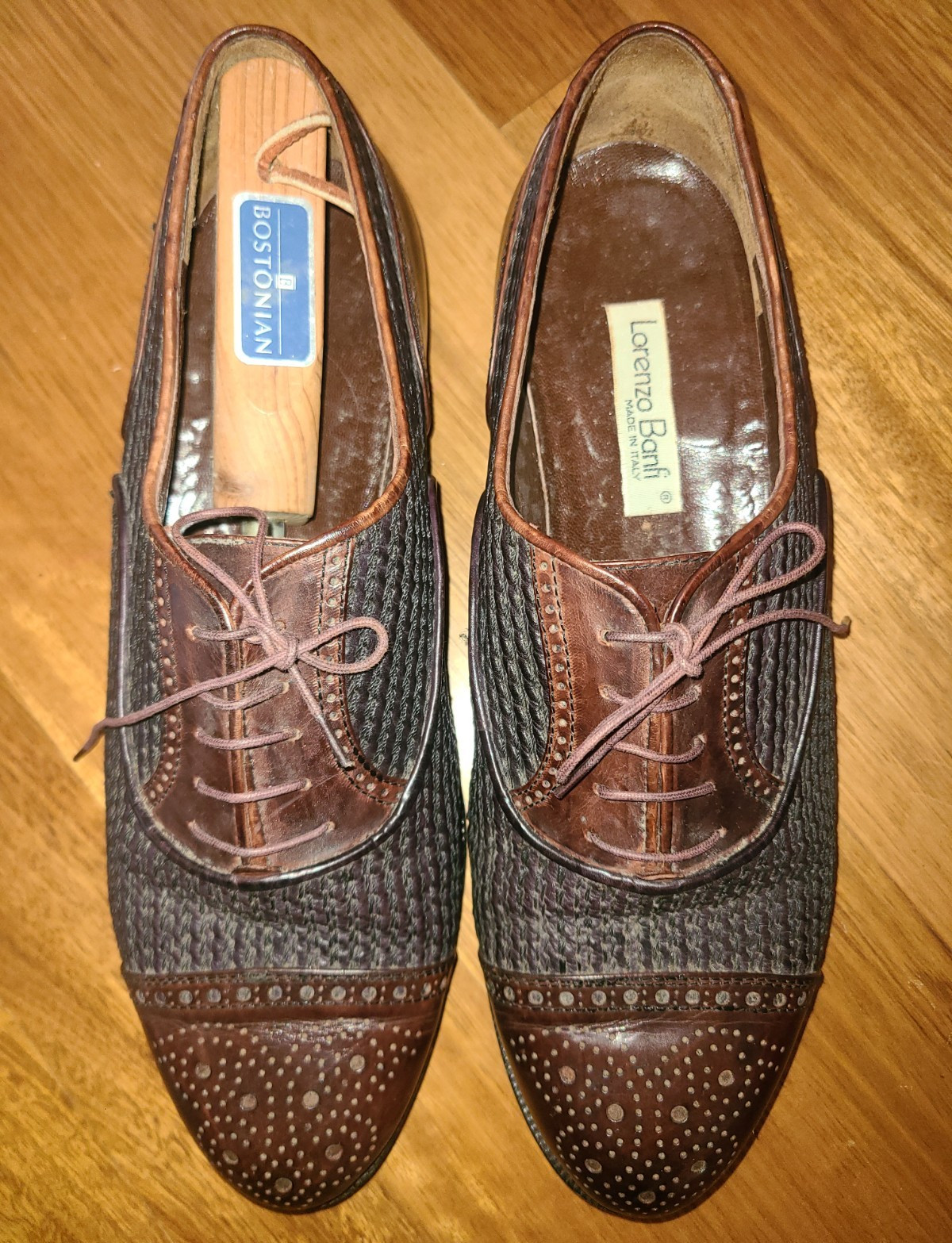 Lorenzo Banfi Men’s Leather Oxford Dress Shoes Brown/Black Brogue Cap Toe 11