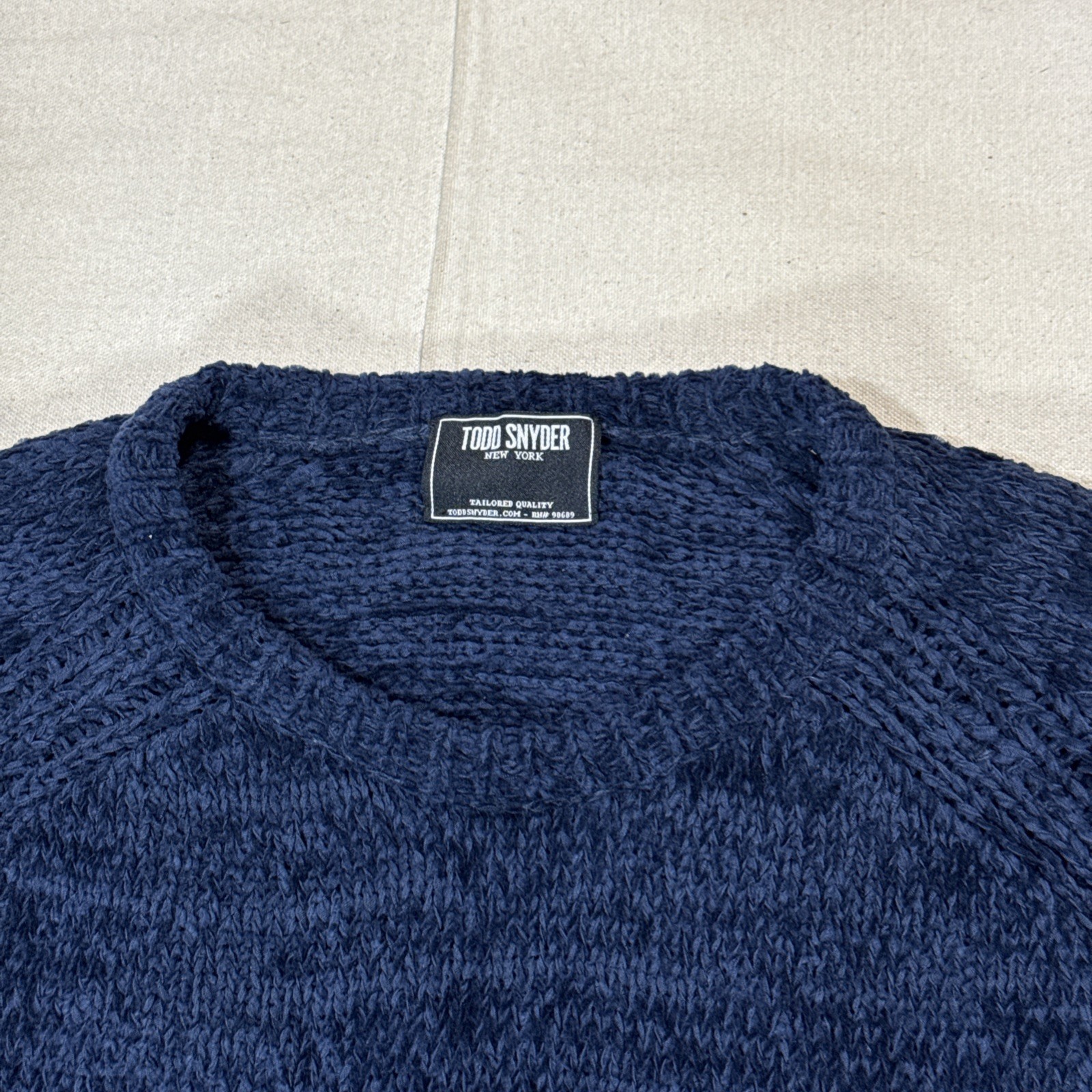 Todd Snyder Men’s Navy Blue Channel Cotton Cashmere Crewneck Sz Medium NWOT