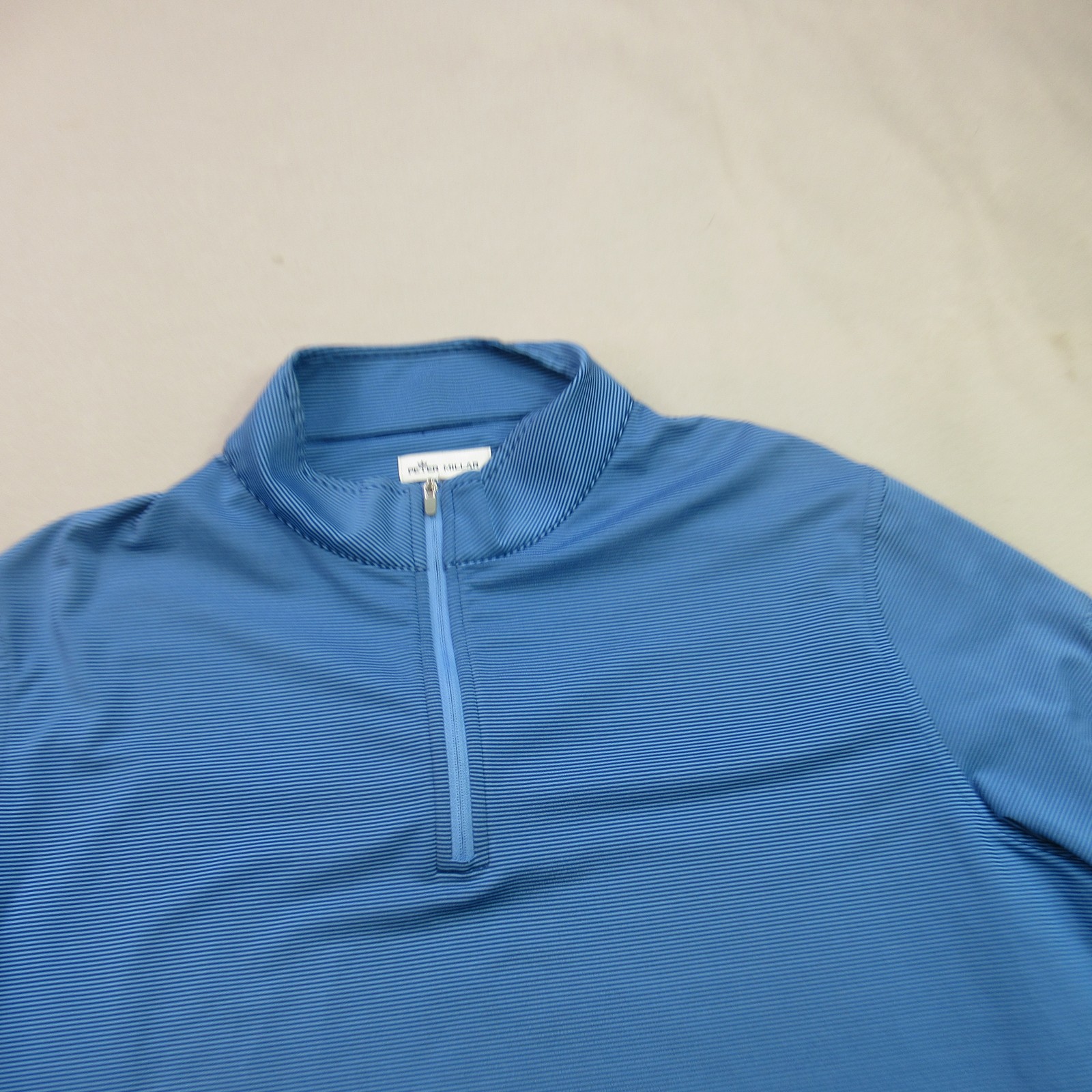 Peter Millar Men’s XL Blue Striped Four-Point Energy 1/4 Zip Activewear Top