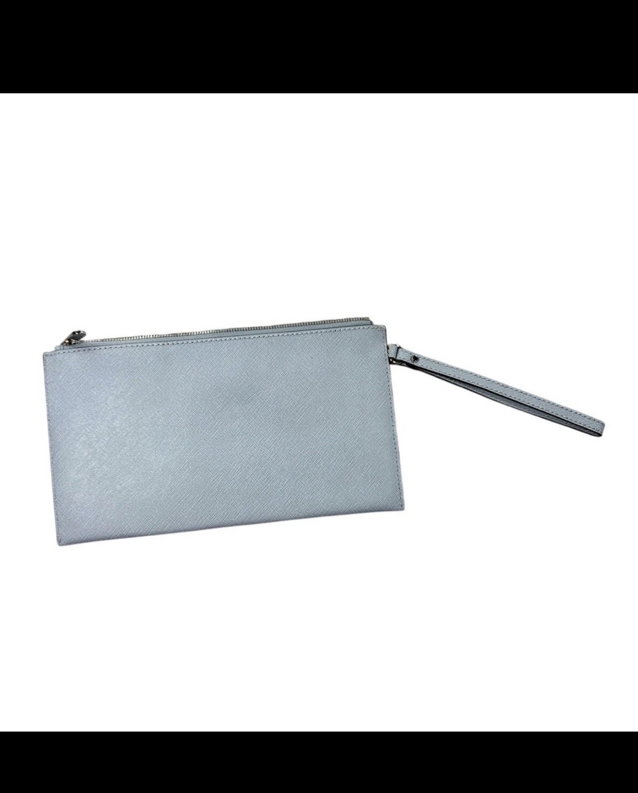 Michael Kors Pouch Wristlet Studded Saffiano Leather Pale Blue Glam Edgy Rocker