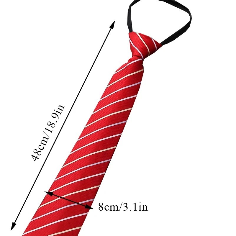 Lazy Men’s Zipper Necktie Solid Striped Casual Business Wedding Zip Up Neck Tie