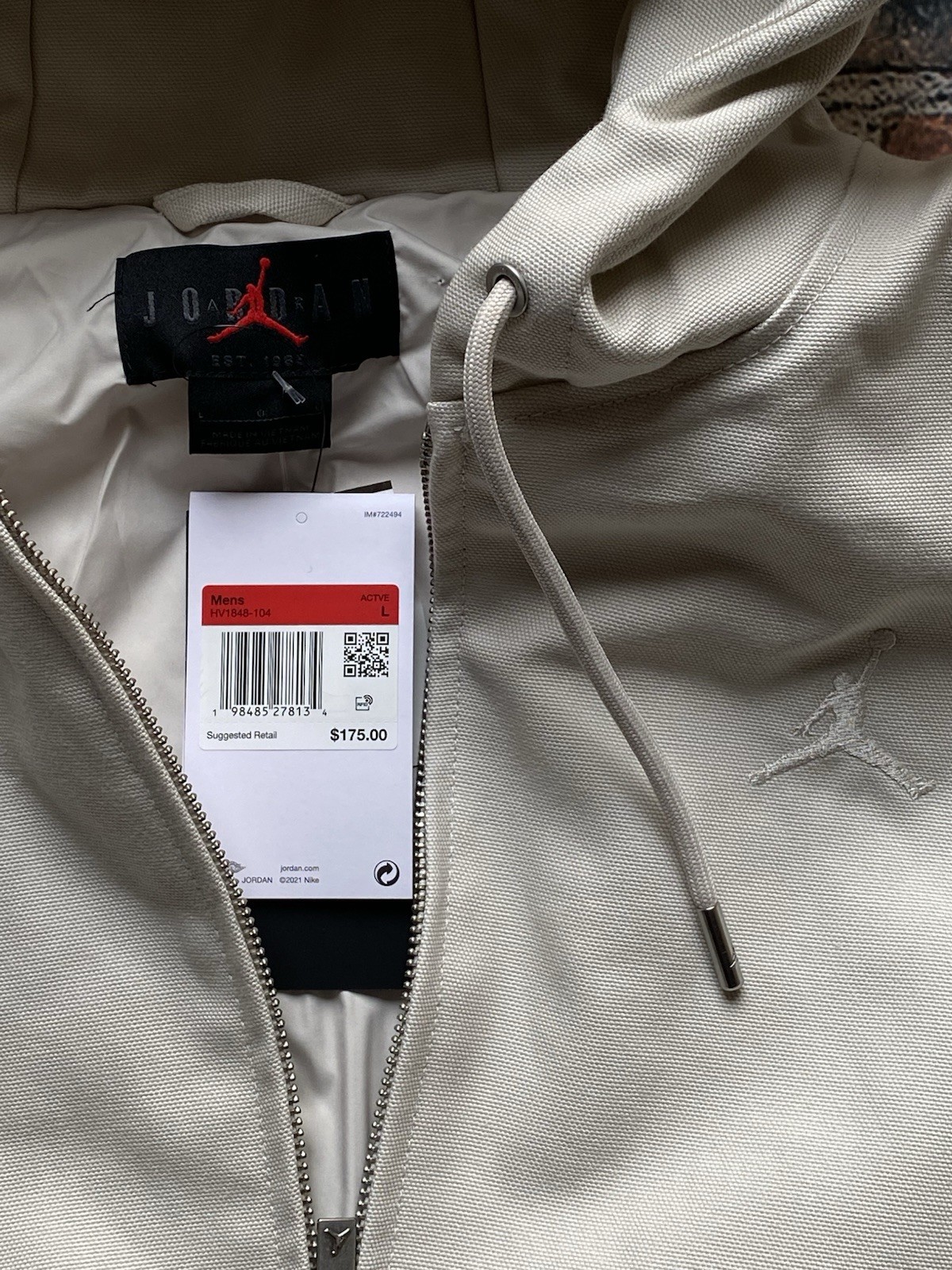 MSRP$175 (NEW) NIKE Flight Draft Jacket Light Orewood Mens Lg – Loose Fit