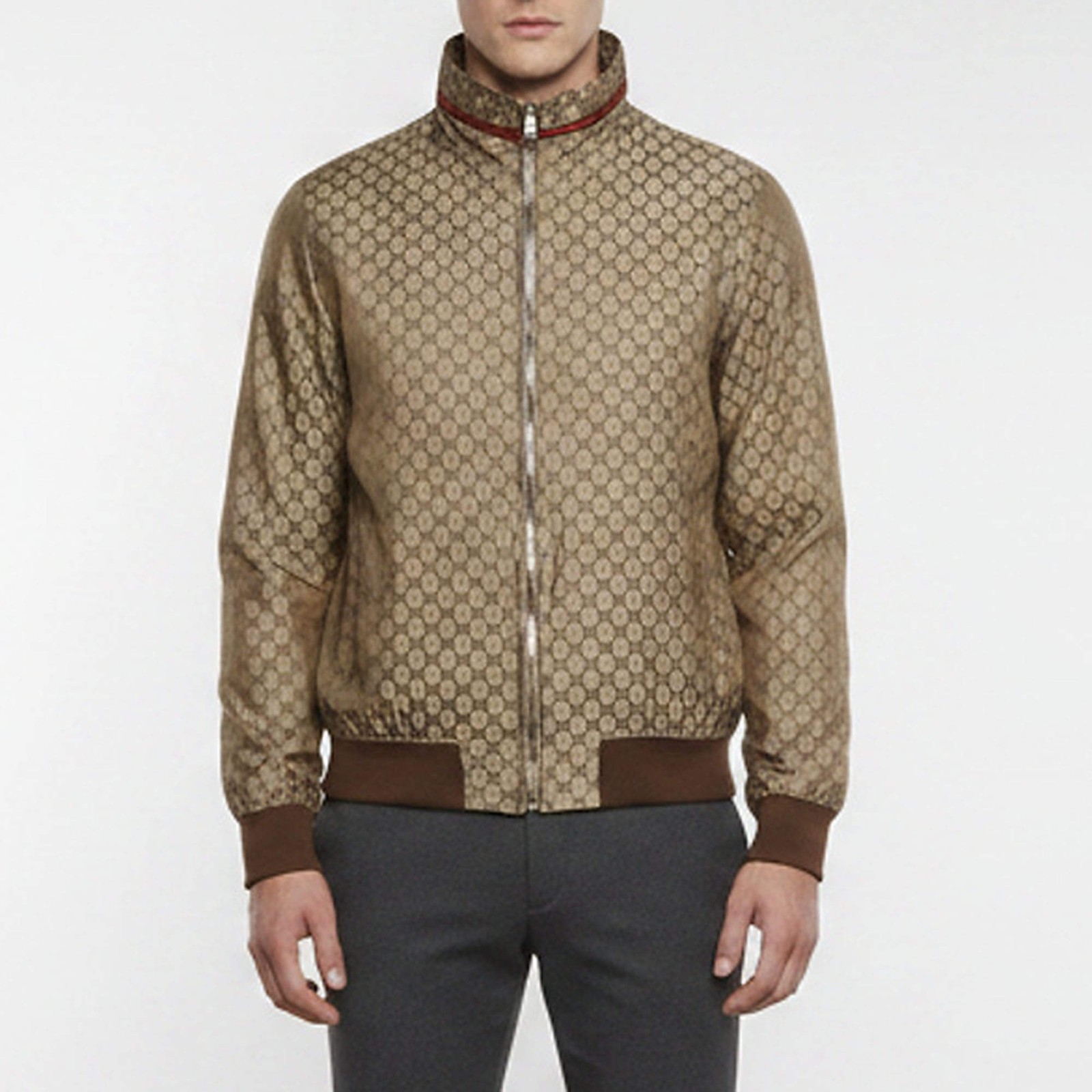 Gucci Beige GG Supreme Monogram Synthetic Windbreaker Jacket XS
