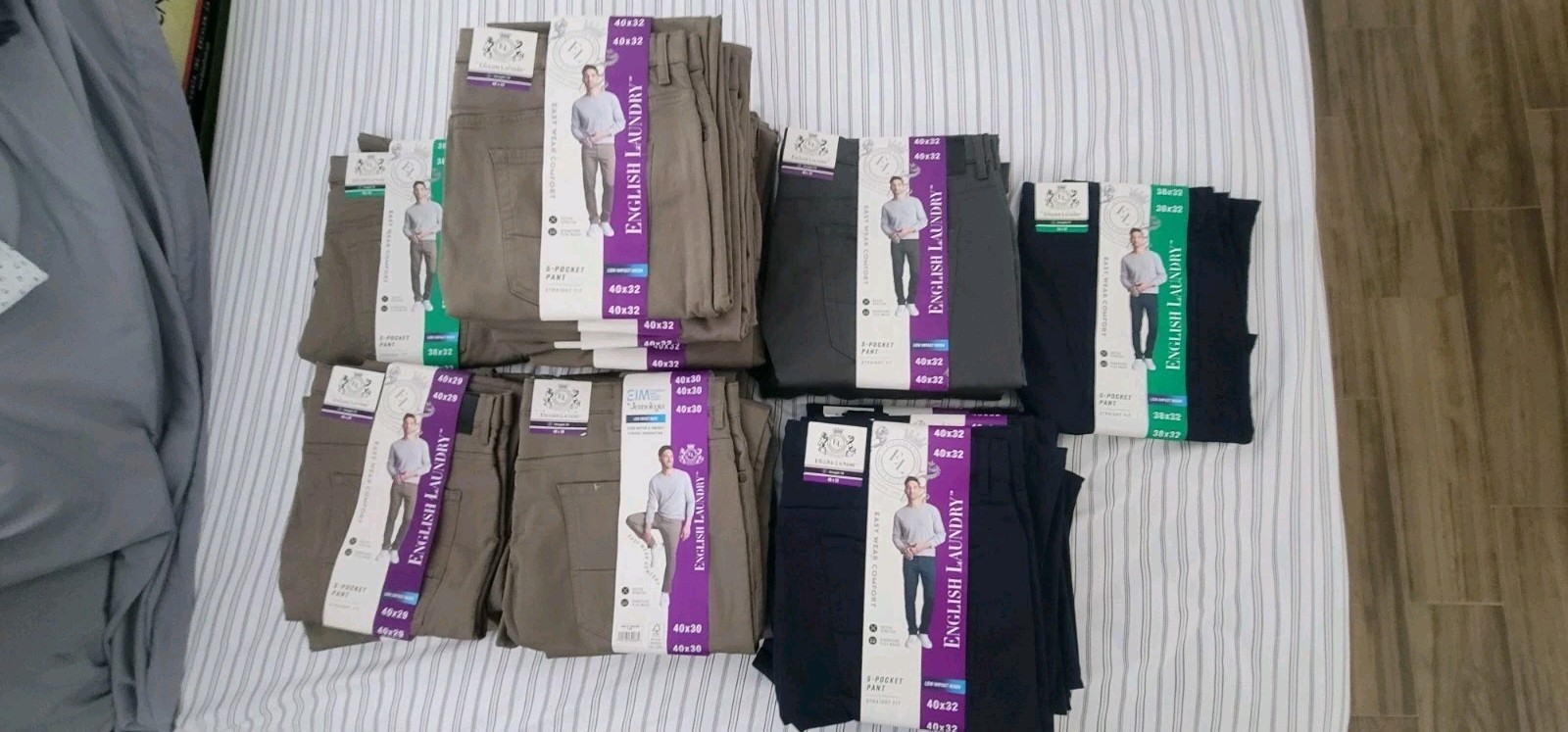 ENGLISH LAUNDRY MEN’S 5 POCKET PANT STRAIGHT FIT VARIOUS SIZE IN TAN,BLUE,GRAY