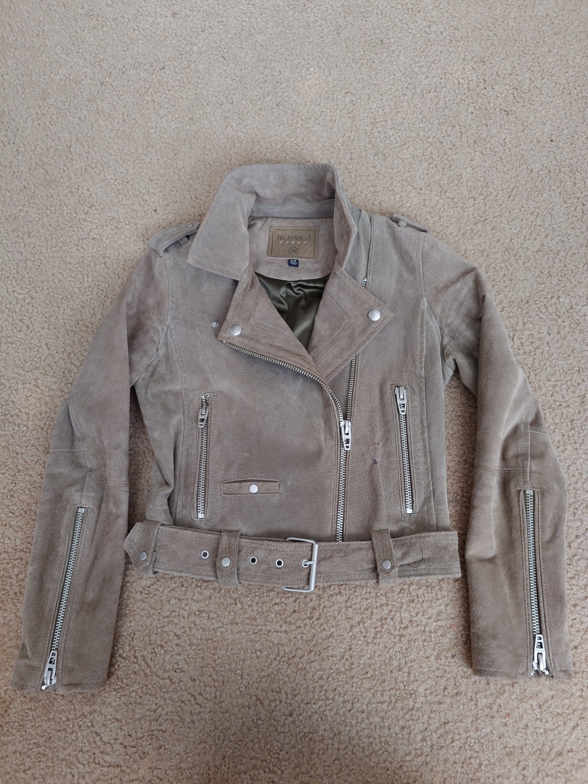 Blank Nyc Womens Green long Sleeve Full-Zip Motorcycle Jacket Size Small