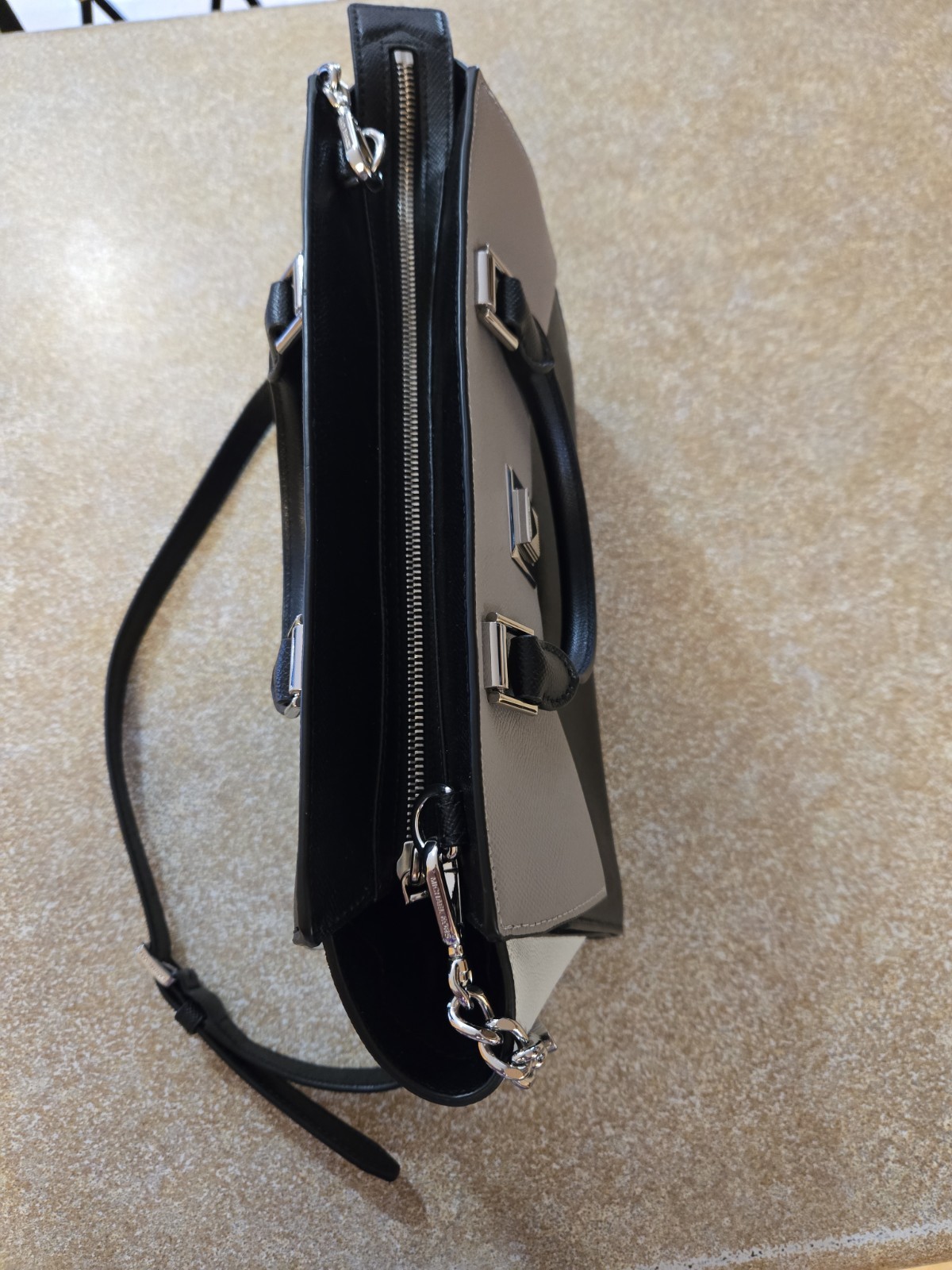 Michael Kors black/grey/white large handbag w crossbody strap NWOT