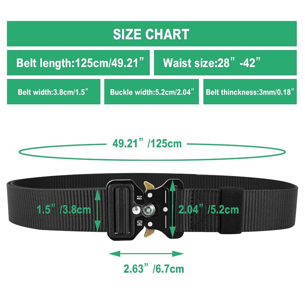Tactical Belt Men 4 Pack, Compass Military Nylon Web Belt, Heavy Duty Belt Qu…