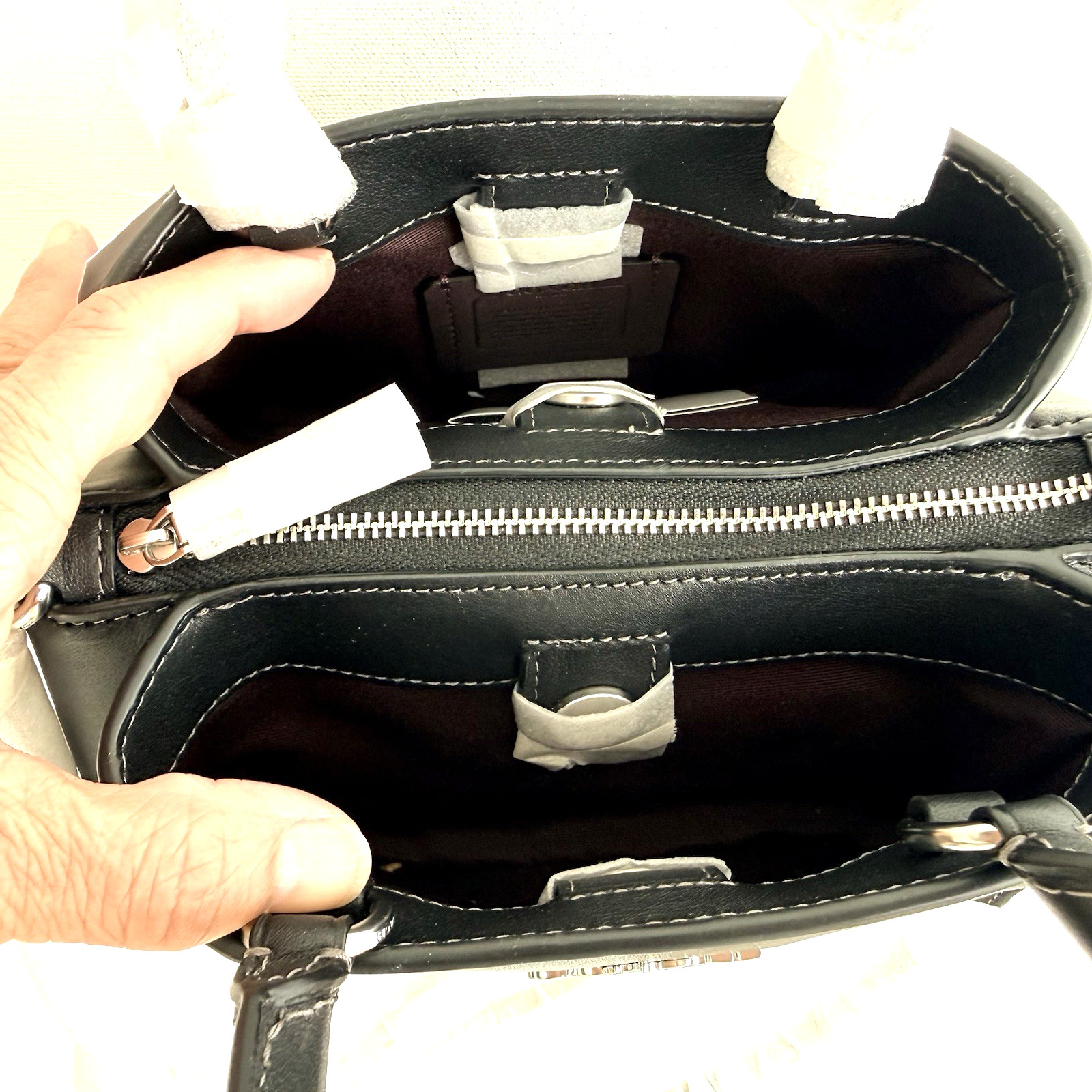 NWT Coach Zuri Top Handle Smooth Black Leather CM186 Crossbody Bag Purse Satchel