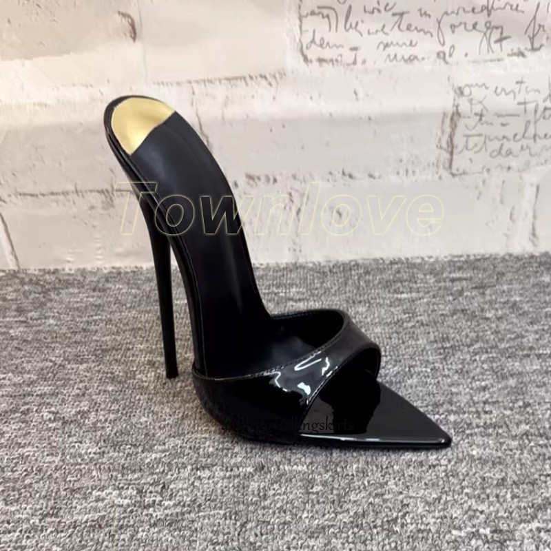 Ladies High Stiletto Heel Slippers Slip on Pointy Toe Mules Sandals Party Shoes