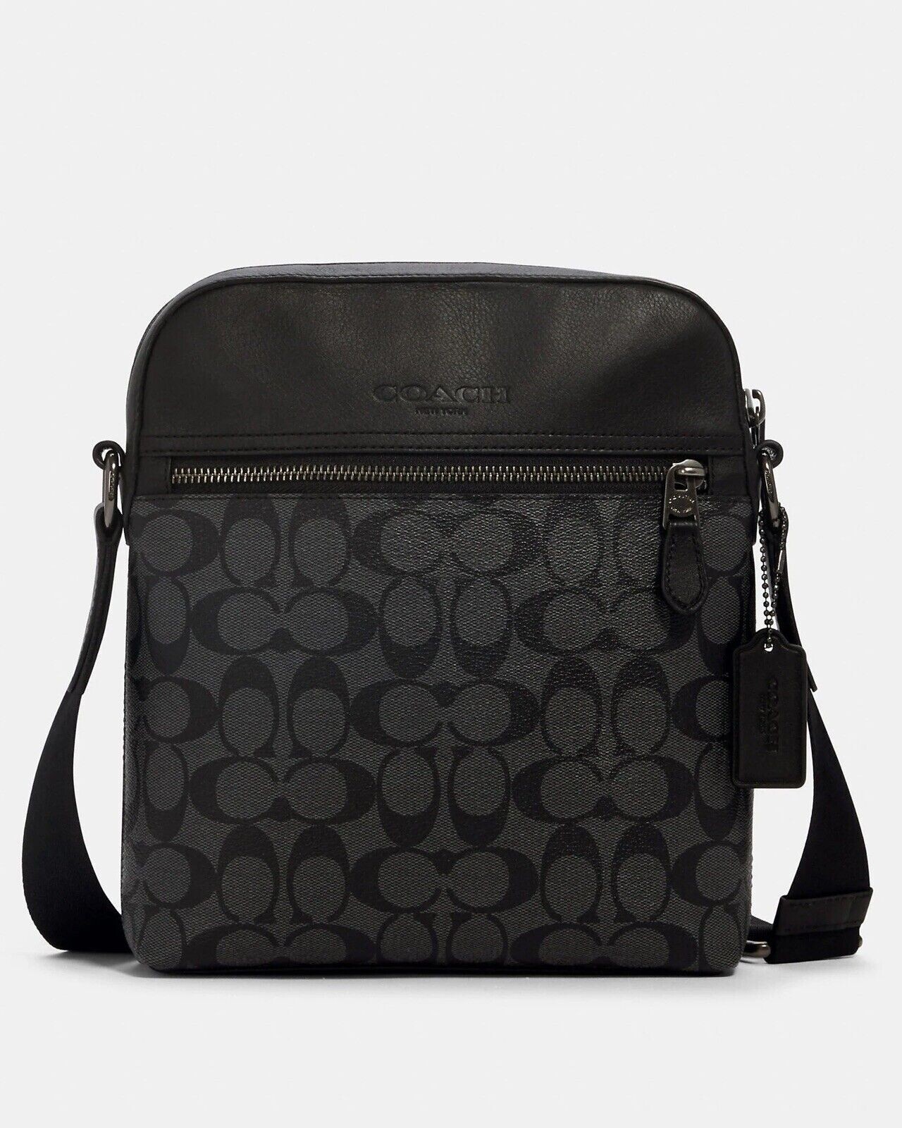 Coach Houston Flight Bag in Signature Canvas & Leather, QB/CHARCOAL/BLACK, #4010