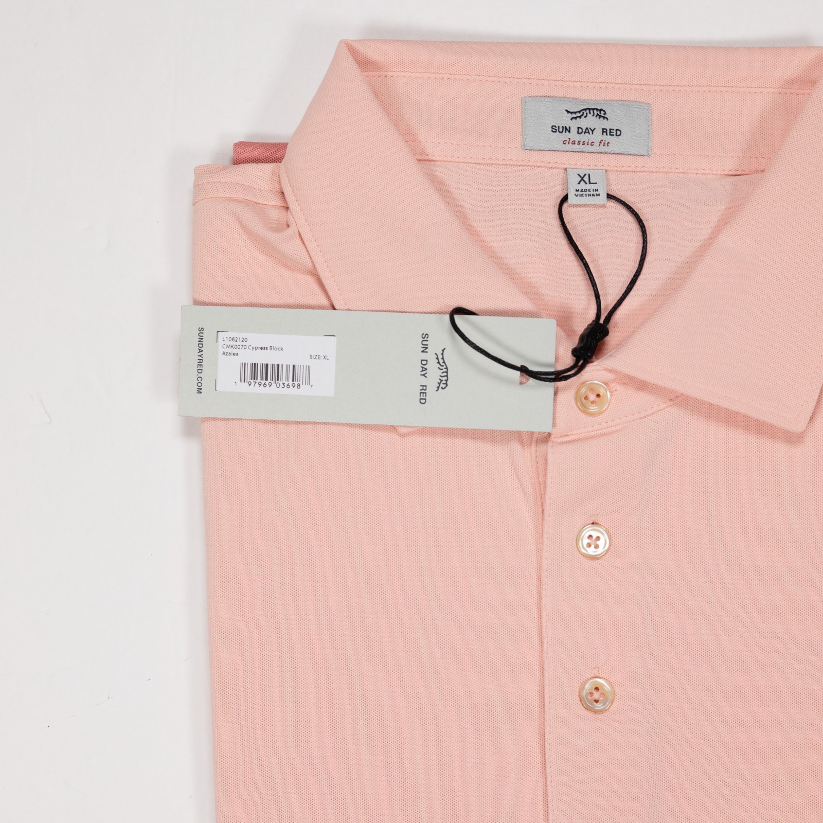 Sun Day Red Cypress Block Polo Shirt XL Azalea Pink Peach Colorblock NWT