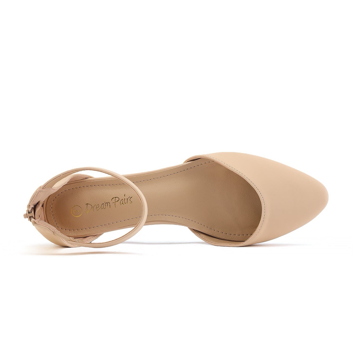 Size 8.5 Beige DREAM PAIRSAmiga Ankle Strap Flats Shoes