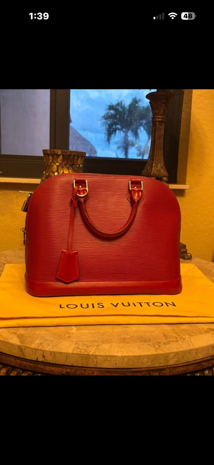 Louis Vuitton Red Satchel Top Handle Zip Silver Hardware Padlock Charm