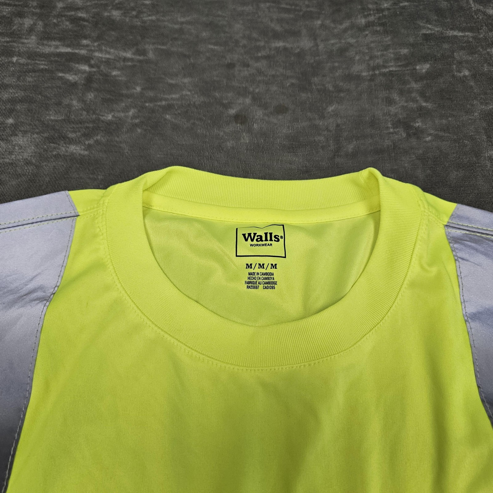 Walls Hi Vis Shirt Mens Medium Yellow Long Sleeve 3M Scotchlite ANSI Class 2