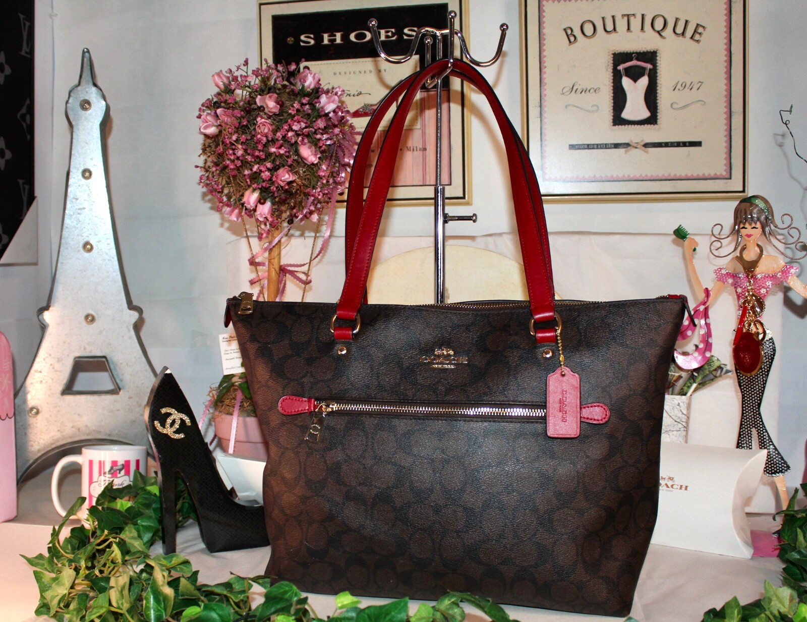 COUTURE COACH LARGE CC MONOGRAM TOTE BAG!