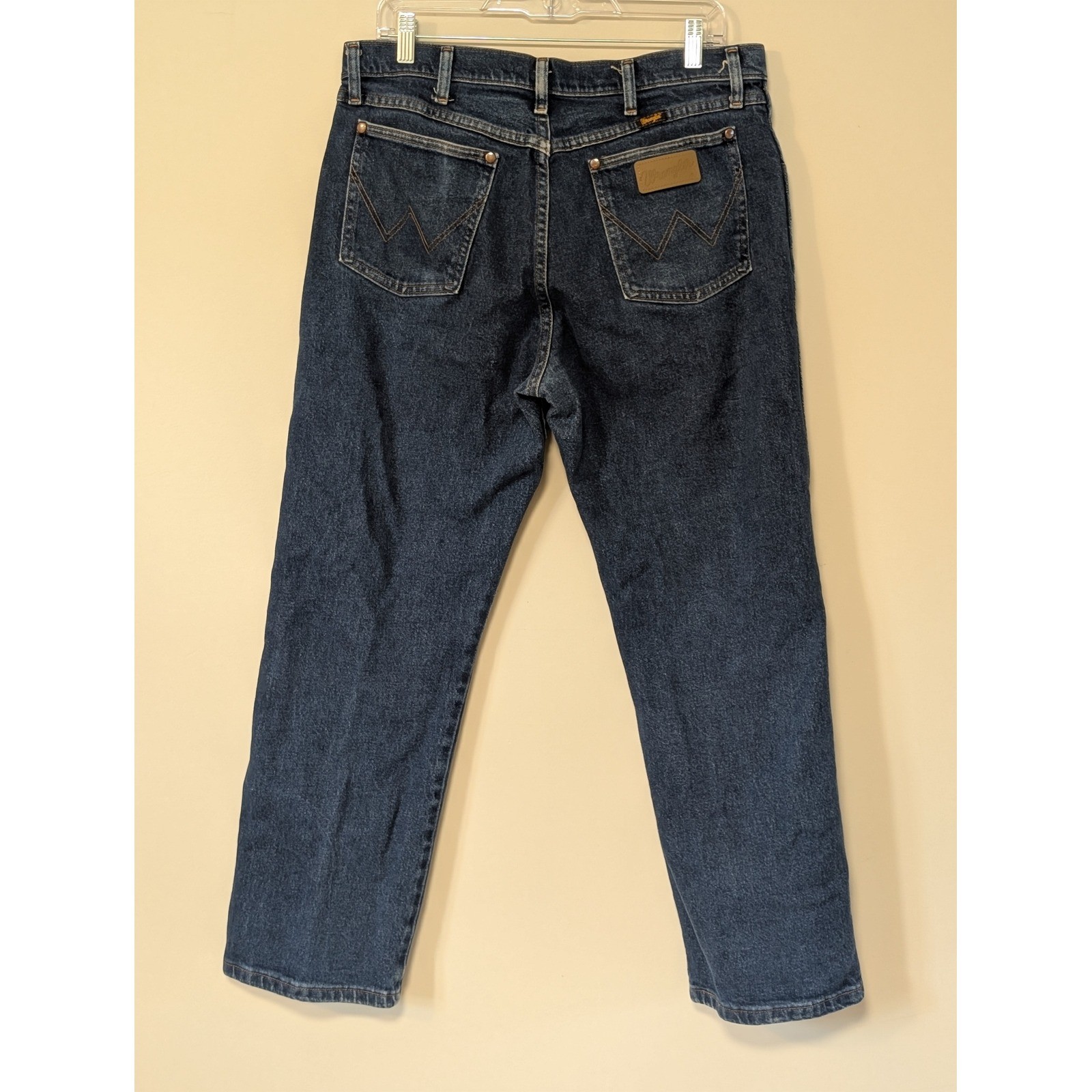Wrangler 947STR Mens Cowboy Cut Slim Fit Jeans Dark Wash Blue 35×30