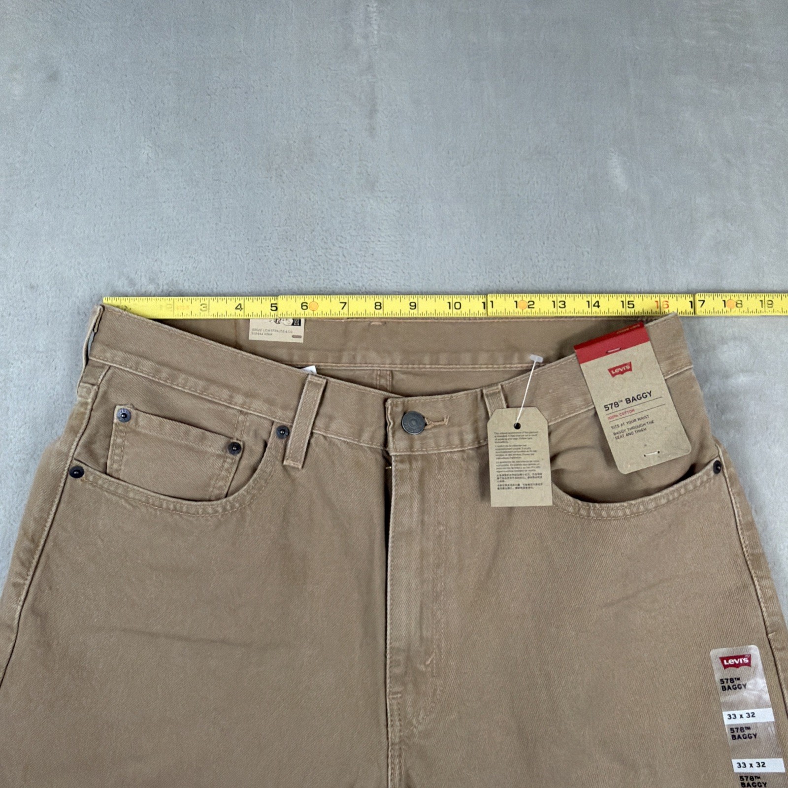 Levi’s 578 Baggy Denim Jeans Men’s Size 33×32 Tan/Khaki Cotton