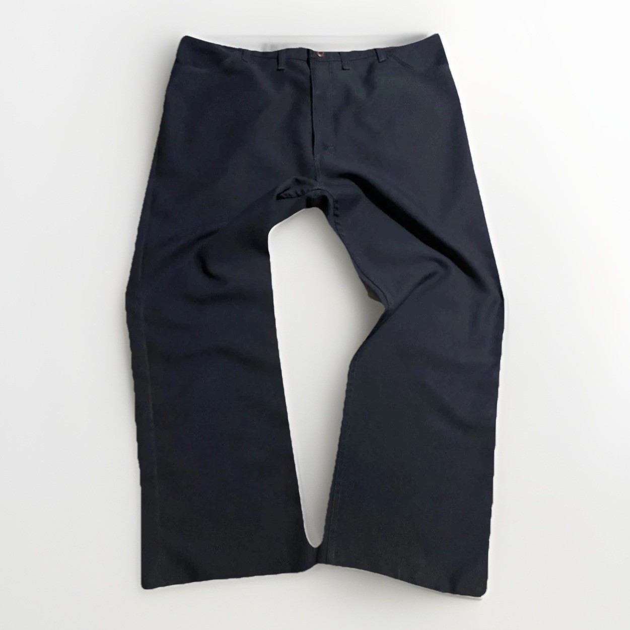 Vintage Wrangler USA Work Pants 44×27 Navy Blue Wide Leg YKK Zip