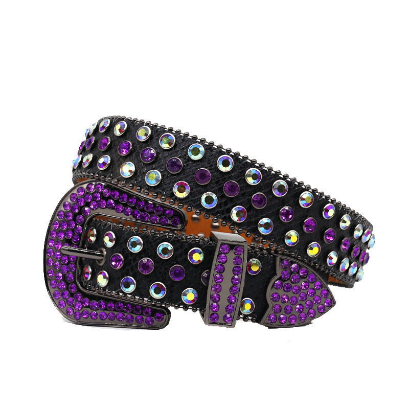 Western Rhinestone Belt for Women Men Rivet Studded Y2K Bling Leather Belts