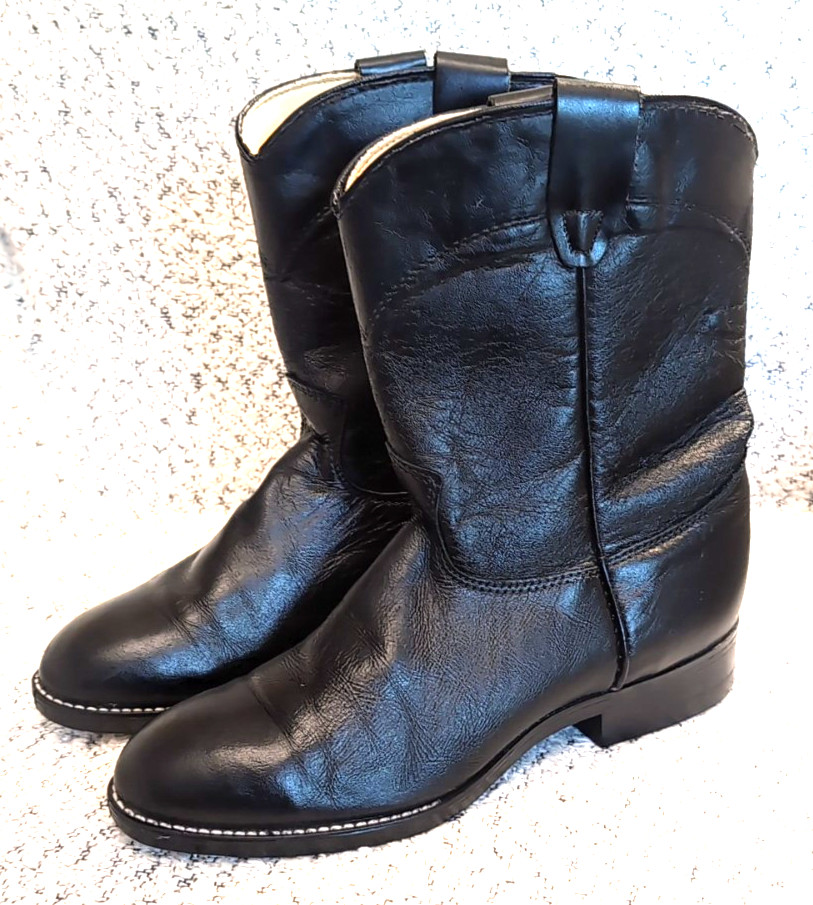 Texas Brand Black Leather Western Cowboy Boots Size 6 D -Style B 2800