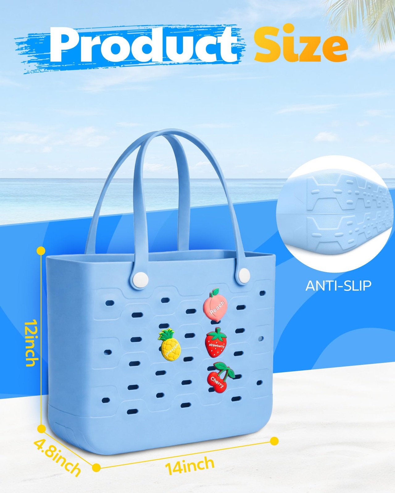 Beach Tote Bag for Women – Chic & Durable EVA Rubber Beach Bag Waterproof, Sa…