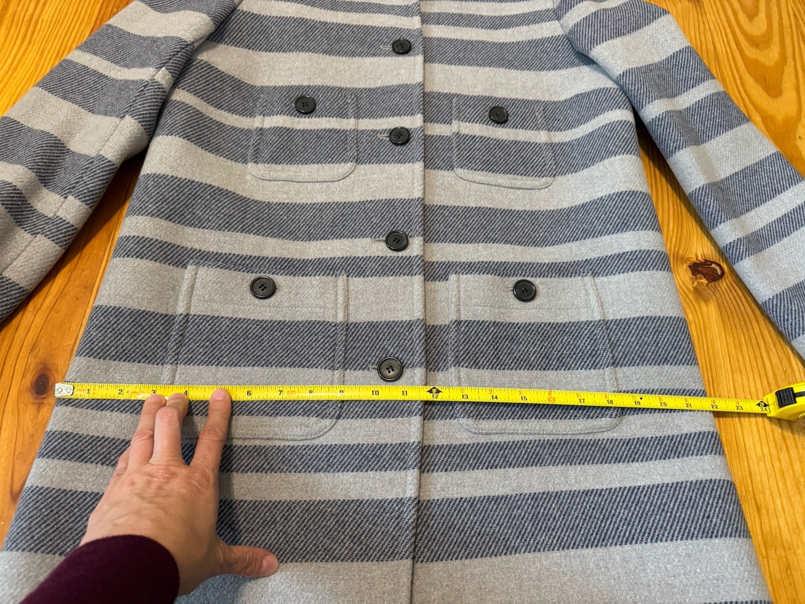 J.Crew Stadium Cloth Italian Nello Gori Wool Striped Wool Blend Coat Women’s 10