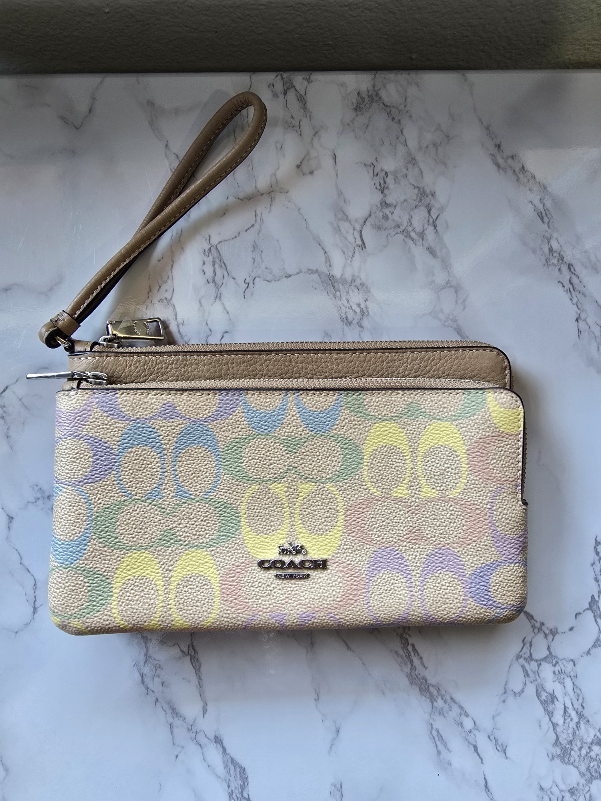 Coach Pastel Multicolor Signature Wristlet. New With Tags No Origal Package