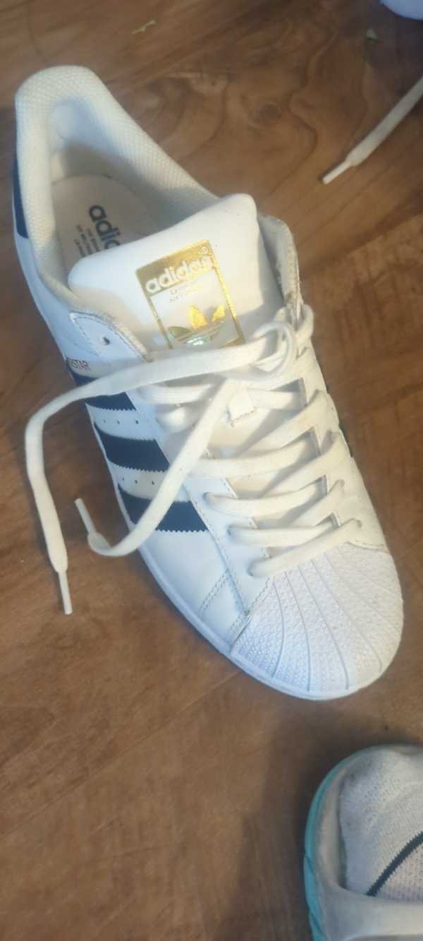 *Limited Edition *adidas Superstar Athletic Sneakers White/Blue And Gold