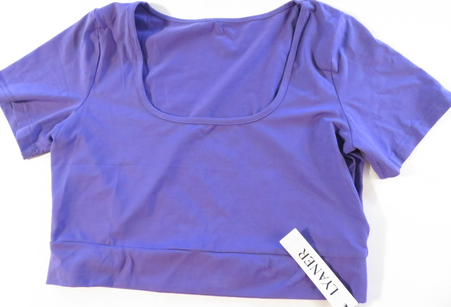 NWT LYANER Women’s Summer Crop Tops Square Neck Short Sleeve Large
