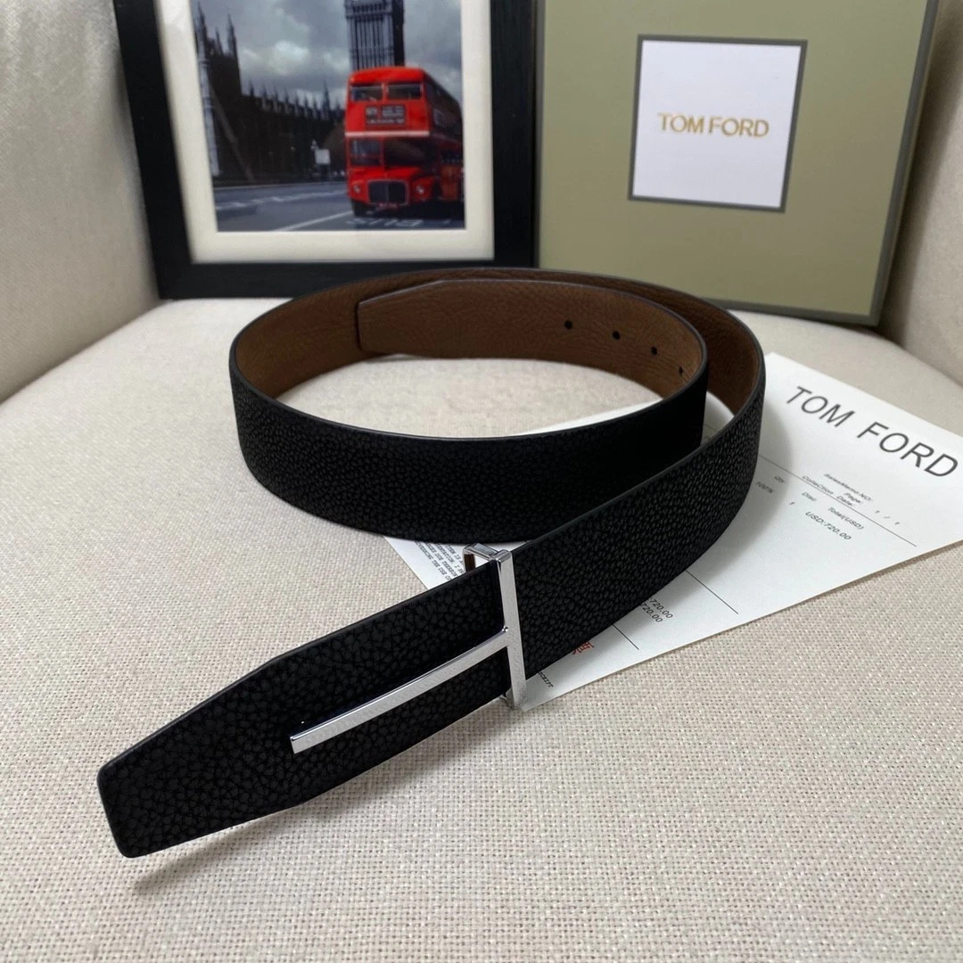 Tom Ford Reversible Leather T-Buckle Belt 38mm Luxury Designer Fashion New