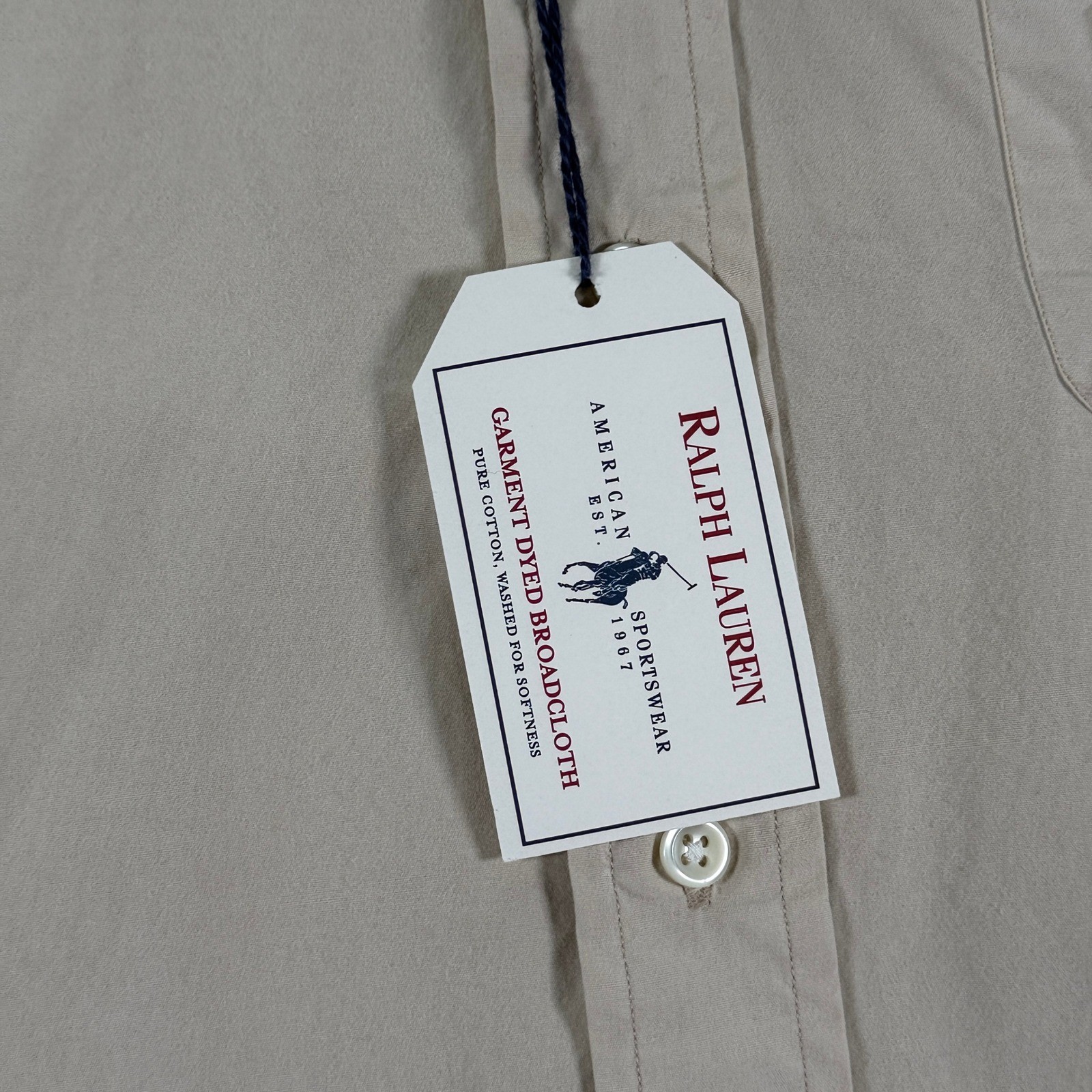 Ralph Lauren Blake Garment Dyed Broadcloth Button Down Shirt Men’s Medium Beige