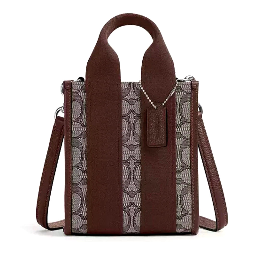 COACH Smith Mini Tote Bag In Signature Jacquard Oak Maple CCL75 BRAND NEW🎀NWT