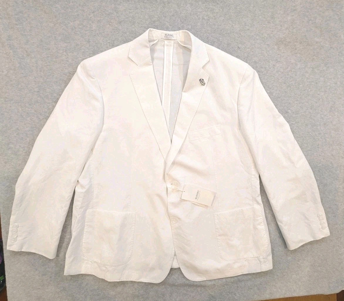 Baird McNutt Murano White Linen Blend Blazer Jacket Mens 2XB Single Breasted