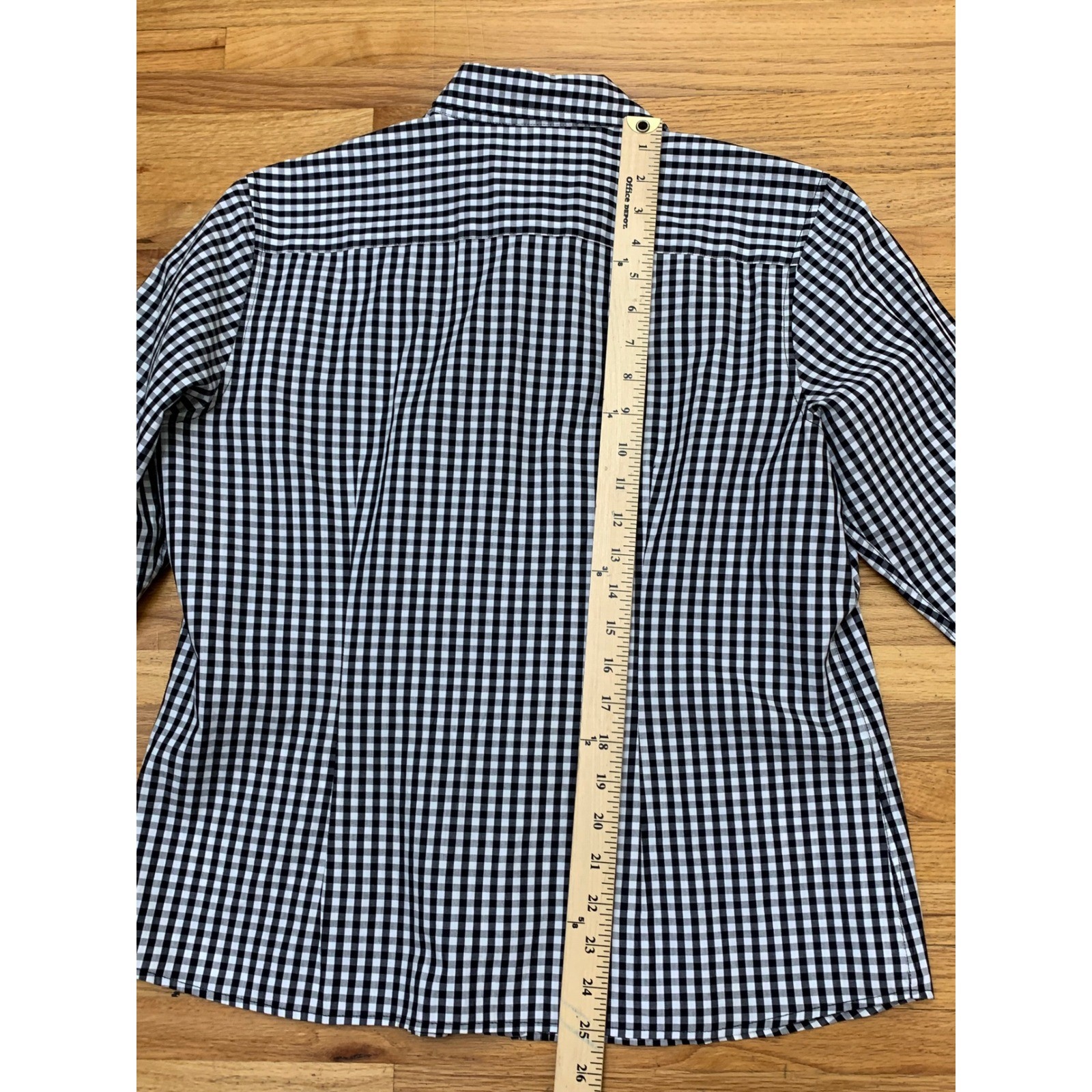 Talbots Women’s Black White Gingham 100% Cotton Button Shirt Portugal Size M