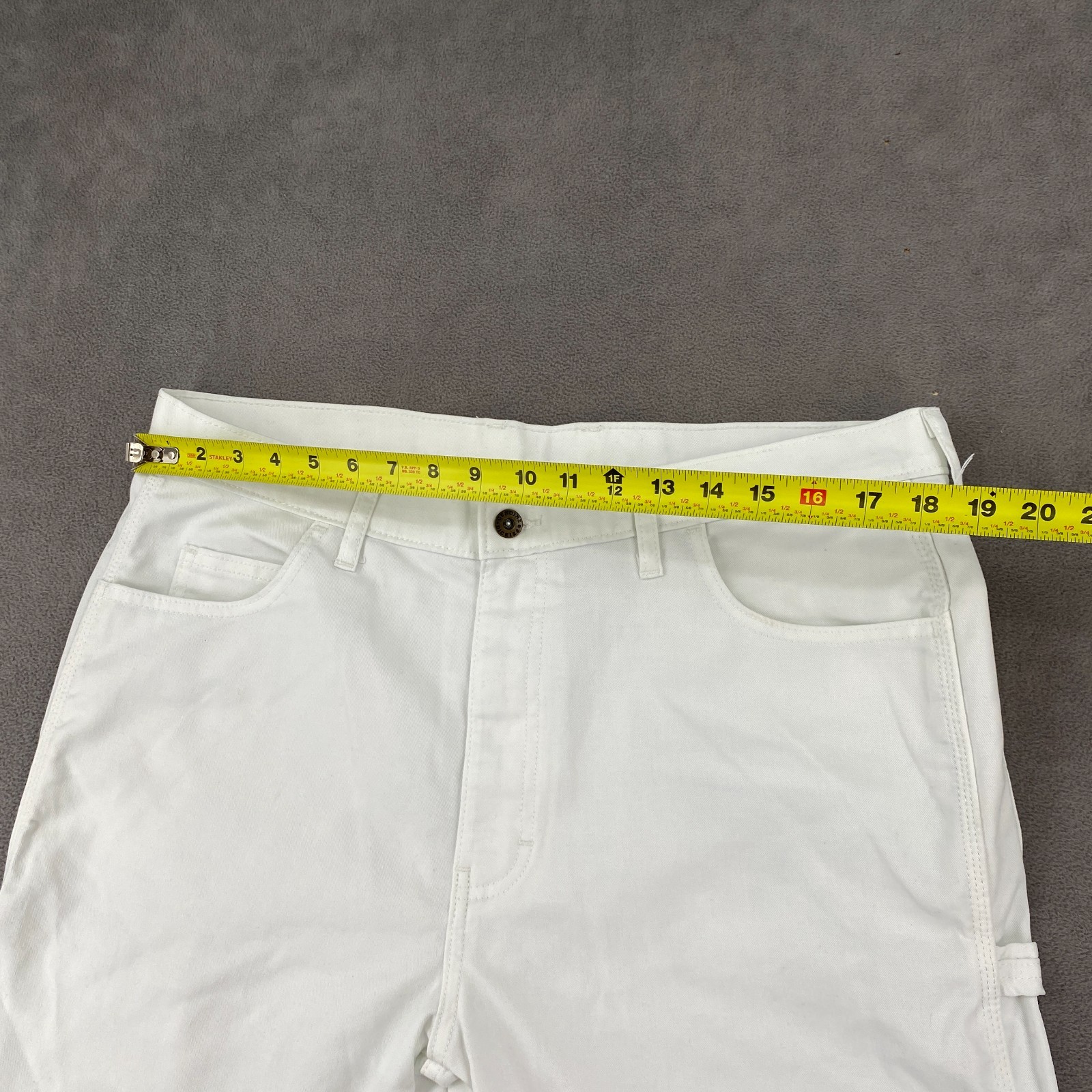 Genuine Dickies Flex Carpenter Shorts Mens 36 White Mid Rise Relaxed Hammer Loop