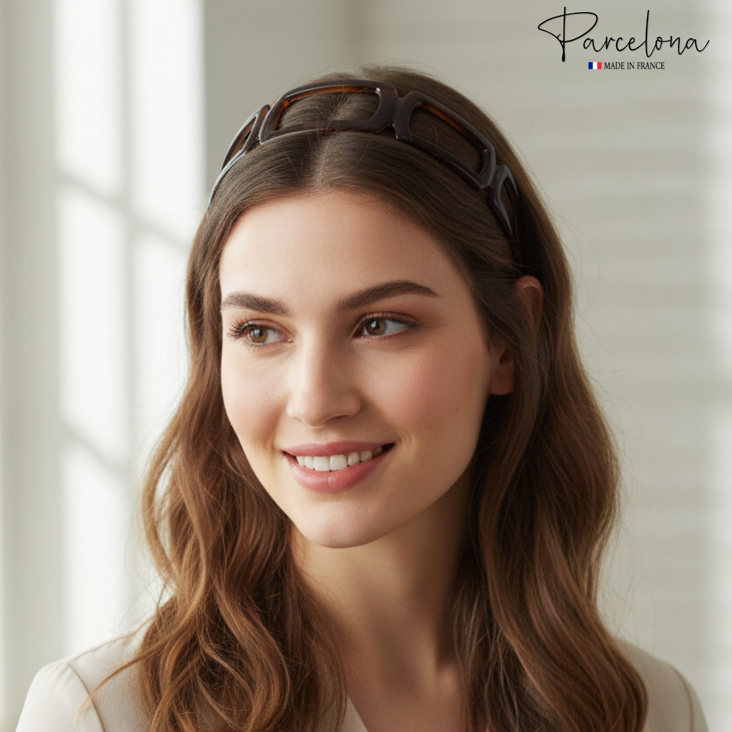 Parcelona Open Geometric Tortoise Acetate Headband French Lightweight Hairband