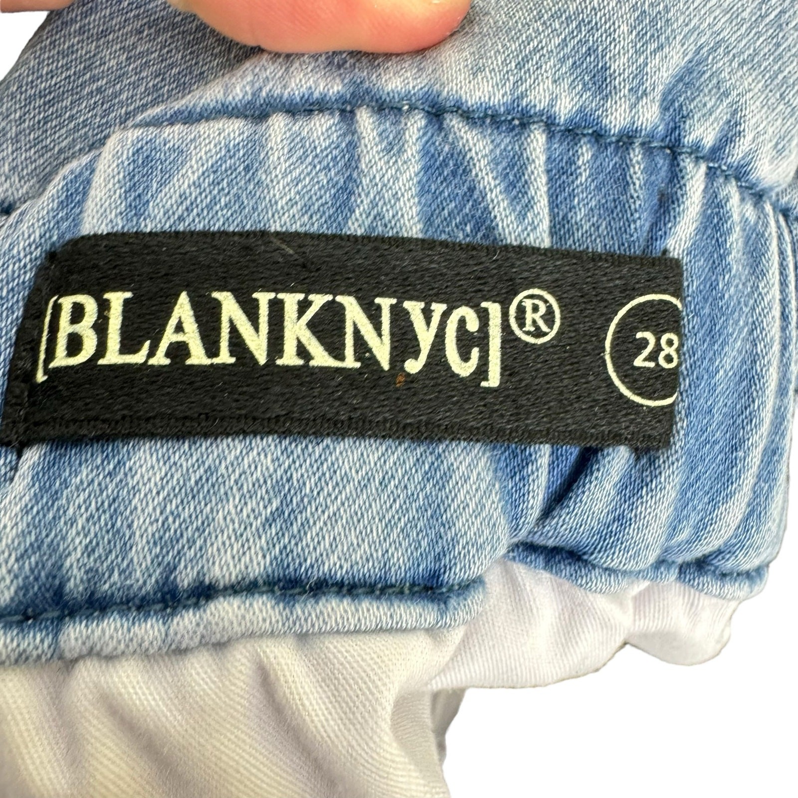 Blank NYC Light Wash High Rise Elastic Waist Denim Paper Bag Shorts Size 28