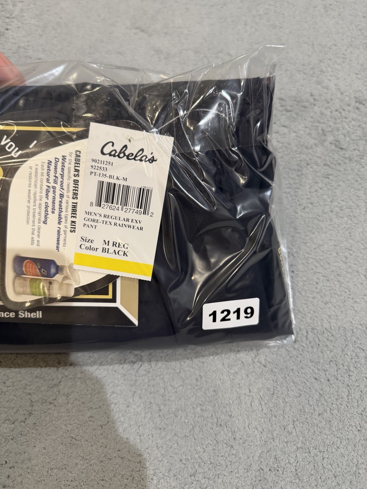 Cabelas EXV Gore-Tex Rainwear Pants Men’s M Regular Black Nylon Elastic Waist