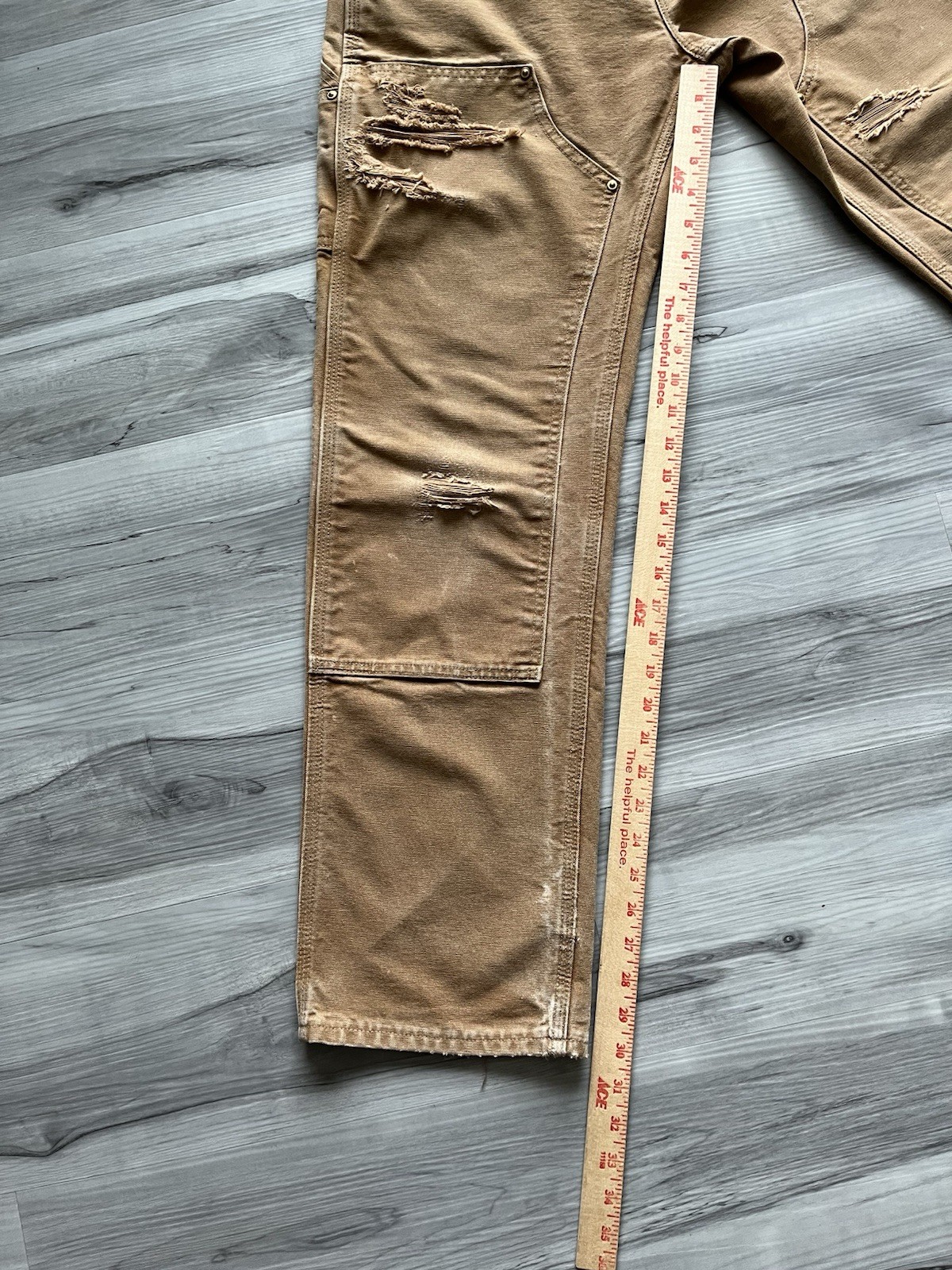 Vintage Carhartt B01 BRN Double Knee Pants 30×30 Made In USA -Distressed & Faded