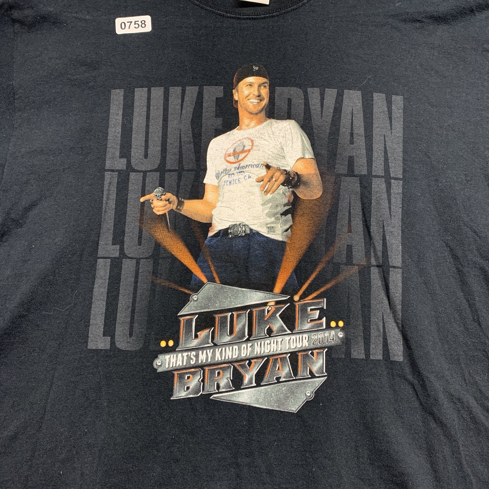 Luke Ryan T-Shirt Adult Size Large Black Short Sleeve Men’s Concert Tour 2014