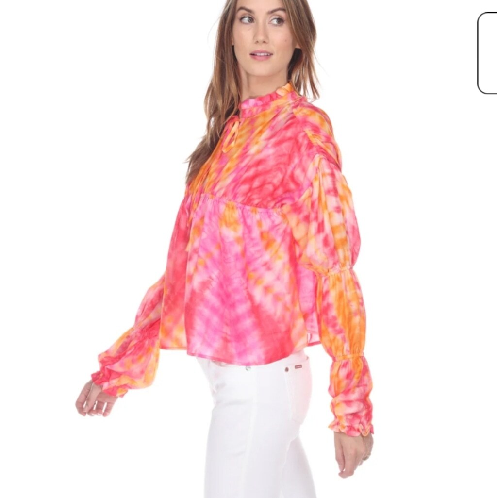 Zero Degrees Celsius Colorful Blouse Lightweight Anthro Boho Tie-Dye SZ medium